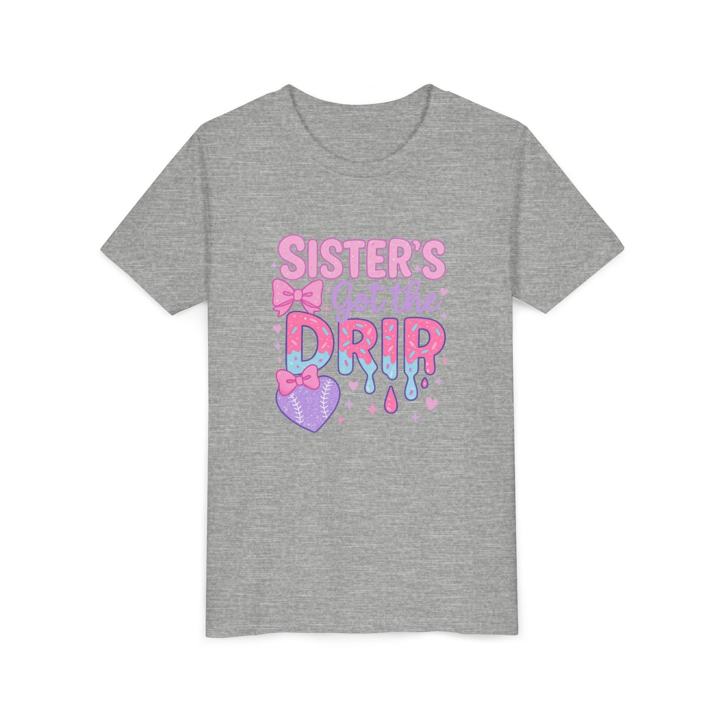 Sister's Got the Drip Youth BELLA+CANVAS Tee, Cute Kids T-Shirt, Gift for Sisters, Pastel Tee, Fun Summer Wear, Birthday Party Shirt