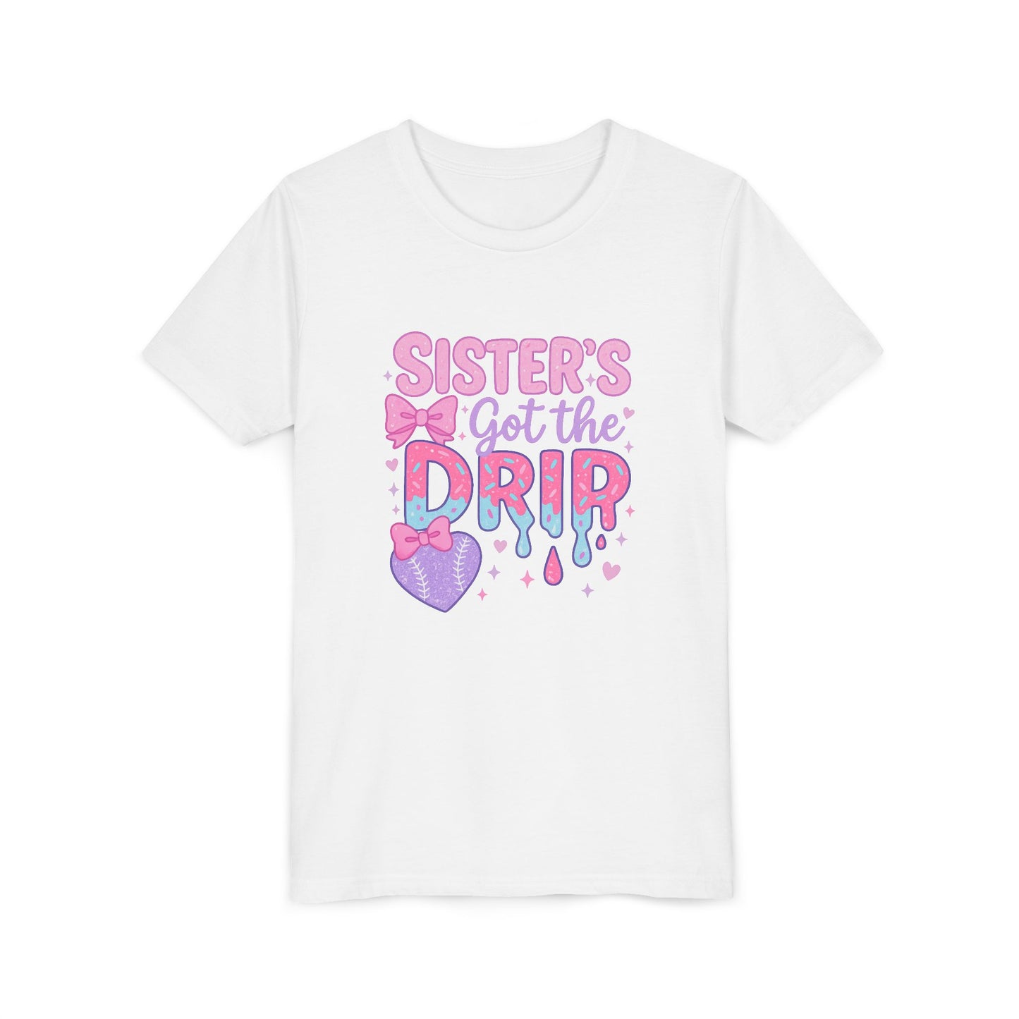 Sister's Got the Drip Youth BELLA+CANVAS Tee, Cute Kids T-Shirt, Gift for Sisters, Pastel Tee, Fun Summer Wear, Birthday Party Shirt
