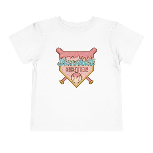Baseball Sister Toddler Bella+Canvas Tee | Cute Short Sleeve Shirt for Little Girls, Kids Sports Apparel, Birthday Gift, Summer Outfit, Family Matching